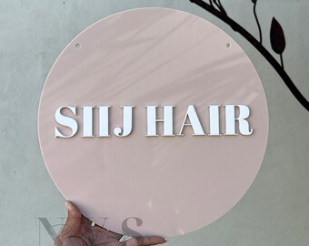 Custom 3D Acrylic Business Logo Sign, Blush Pink & White