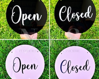 Open Closed Sign PRINTED Double Sided Business Signage Door Welcome Shop Sign