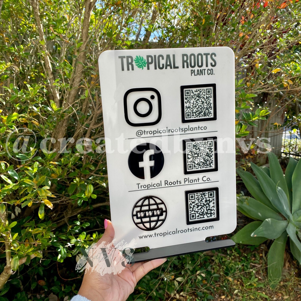 Triple Icon QR Code Instagram Business Social Media Sign - Etsy