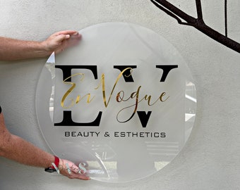 Custom Round Business Logo Acrylic Sign, 3D Door Wall Sign, Custom Logo Acrylic Business Office Signage, Beauty Salon Sign, Salon Sign