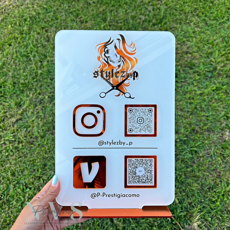 QR Code Instagram Business Social Media Sign. Salon Beauty Hairdressers Beautician Sign. Marketing Advertising Acrylic Plaque.