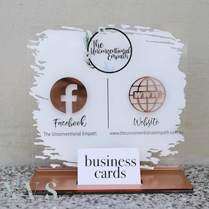 Visitenkartenhalter | Social Media Zeichen | Friseur Kosmetikerin Ausstellungsstand | Visitenkartenhalter mit Social Media | Werbeständer