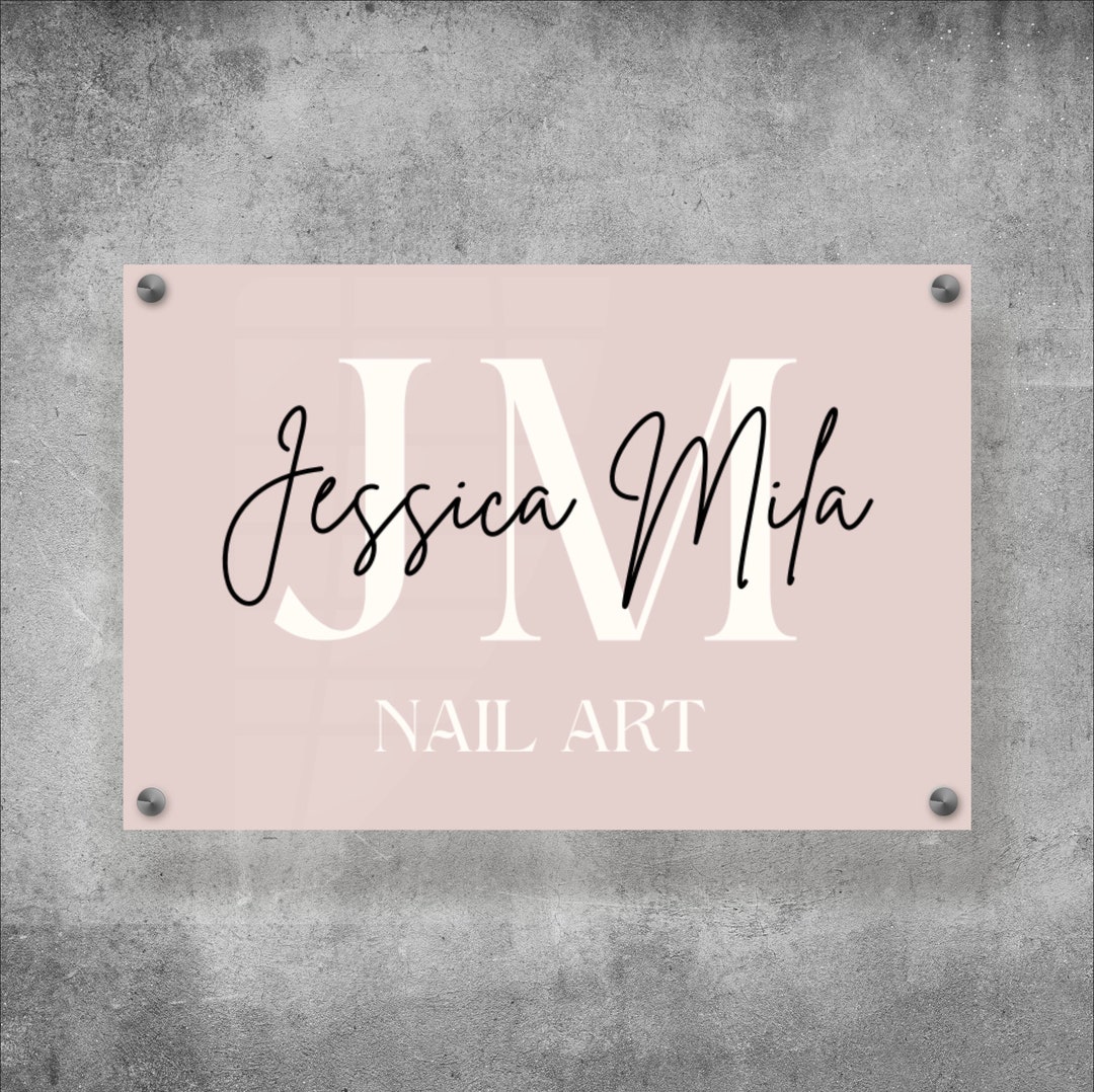Pink Simple Sign Rectangular Sign, Acrylic Logo Sign, Blush Pink Acrylic Sign, Custom ...