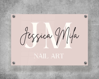 Rectangular Sign, Acrylic Logo Sign, Blush Pink Acrylic Sign, Custom Business Sign, Personalized Sign,Custom Sign, Company Commercial Sign