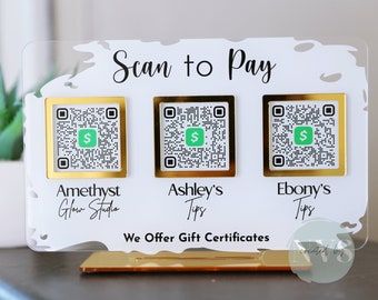 Custom Acrylic Multi QR Code Payment Sign: Scan to Pay
