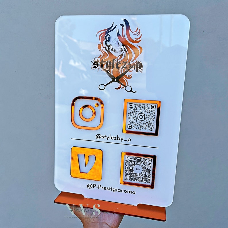 QR Code Instagram Business Social Media Sign. Salon Beauty Hairdressers Beautician Sign. Marketing Advertising Acrylic Plaque.