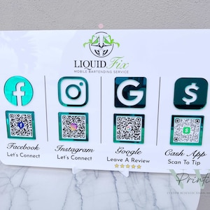 Multi QR code Business Social Media Sign | Payment Sign | Custom Logo Sign | Payment Method and Social Media Sign