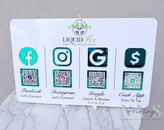 Custom Multi QR Code Business Sign: Social Media Marketing & Payment