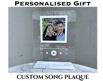 Personalisierte Fotomusikplakette: Benutzerdefinierte Songanzeige mit Bild & Nachrichtengeschenk