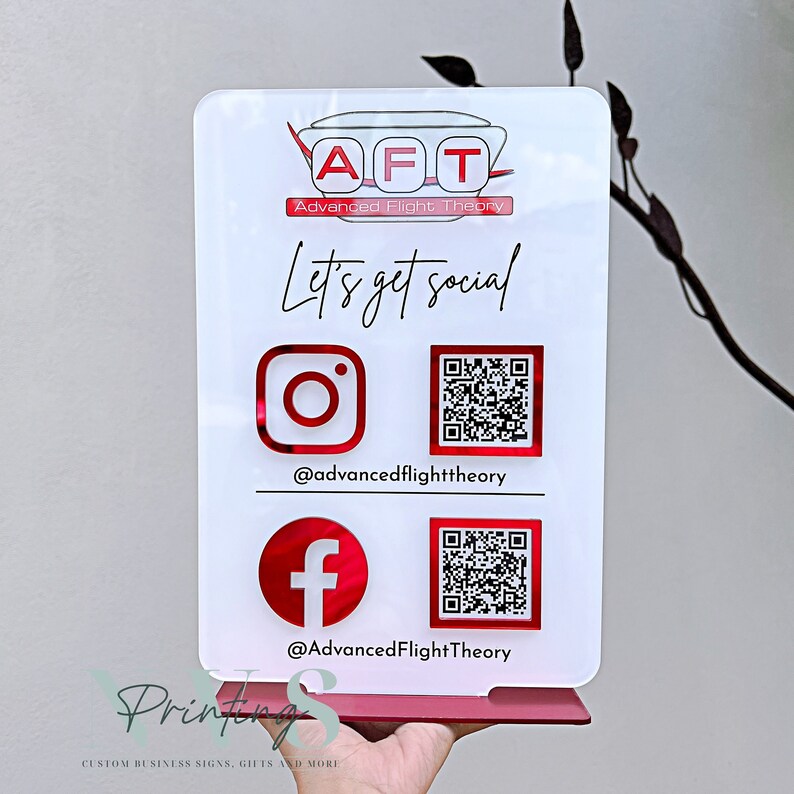 QR Code Instagram Business Social Media Sign. Salon Beauty Hairdressers Beautician Sign. Marketing Advertising Acrylic Plaque.