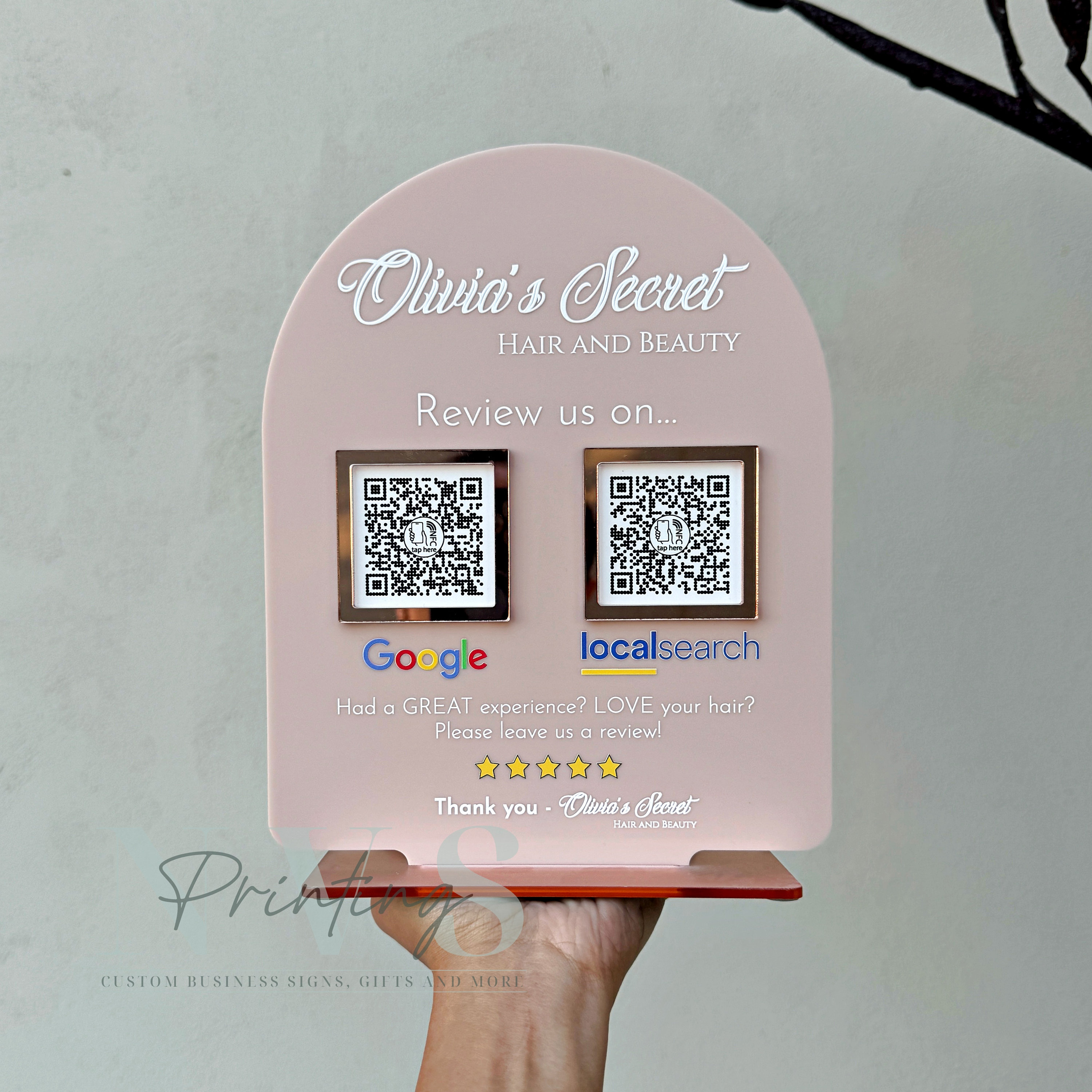 Business NFC/QR Code Google Review Stand or Social Media Scannable sign