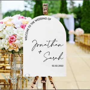 Arch Wedding Welcome Sign | Acrylic Welcome Sign | Welcome Board | White Wedding Sign | Event Sign | Minimalist Wedding Sign Rustic Wedding
