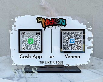 Double QR code Business Sign, Scan to Pay Sign, CashApp Payment Sign, PayPal Payment Sign, Small Business Payment Plaque, Pop Up Shop
