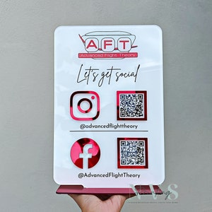 QR Code Instagram Business Social Media Sign. Salon Beauty Hairdressers Beautician Sign. Marketing Advertising Acrylic Plaque.
