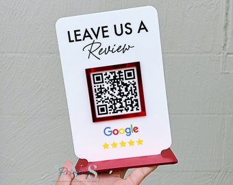 Mini QR Code Display Sign, Review Sign, QR Code Business Sign, Google Review Plaque, Small Business Marketing Sign
