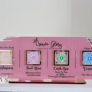 Enseigne commerciale acrylique personnalisée avec code QR : réseaux sociaux, affichage des paiements