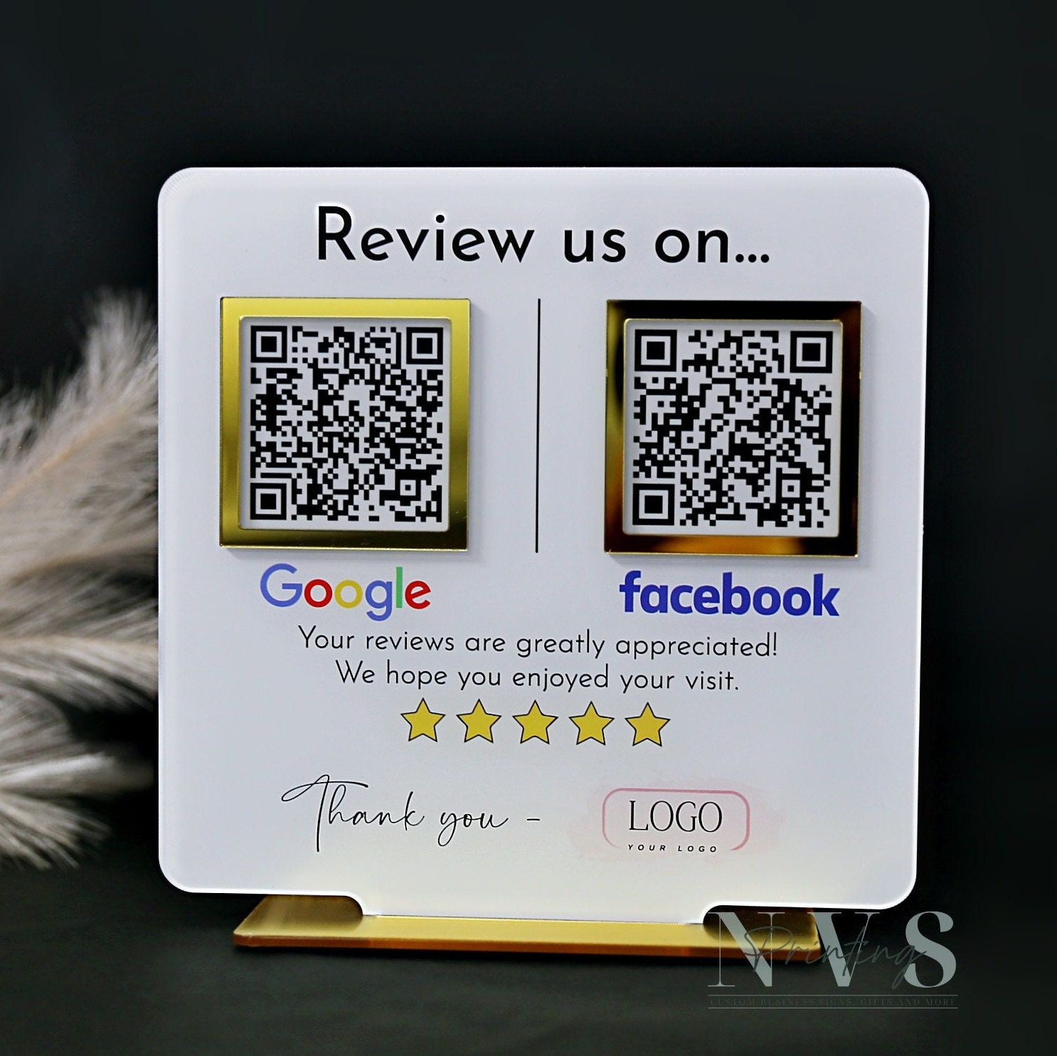 Diskurs Bred rækkevidde Svane Double Business QR Code Review Sign Google Review Facebook - Etsy Sweden