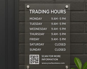 Custom Printed Acrylic Business Hours Sign, Personalised Shop Opening ...