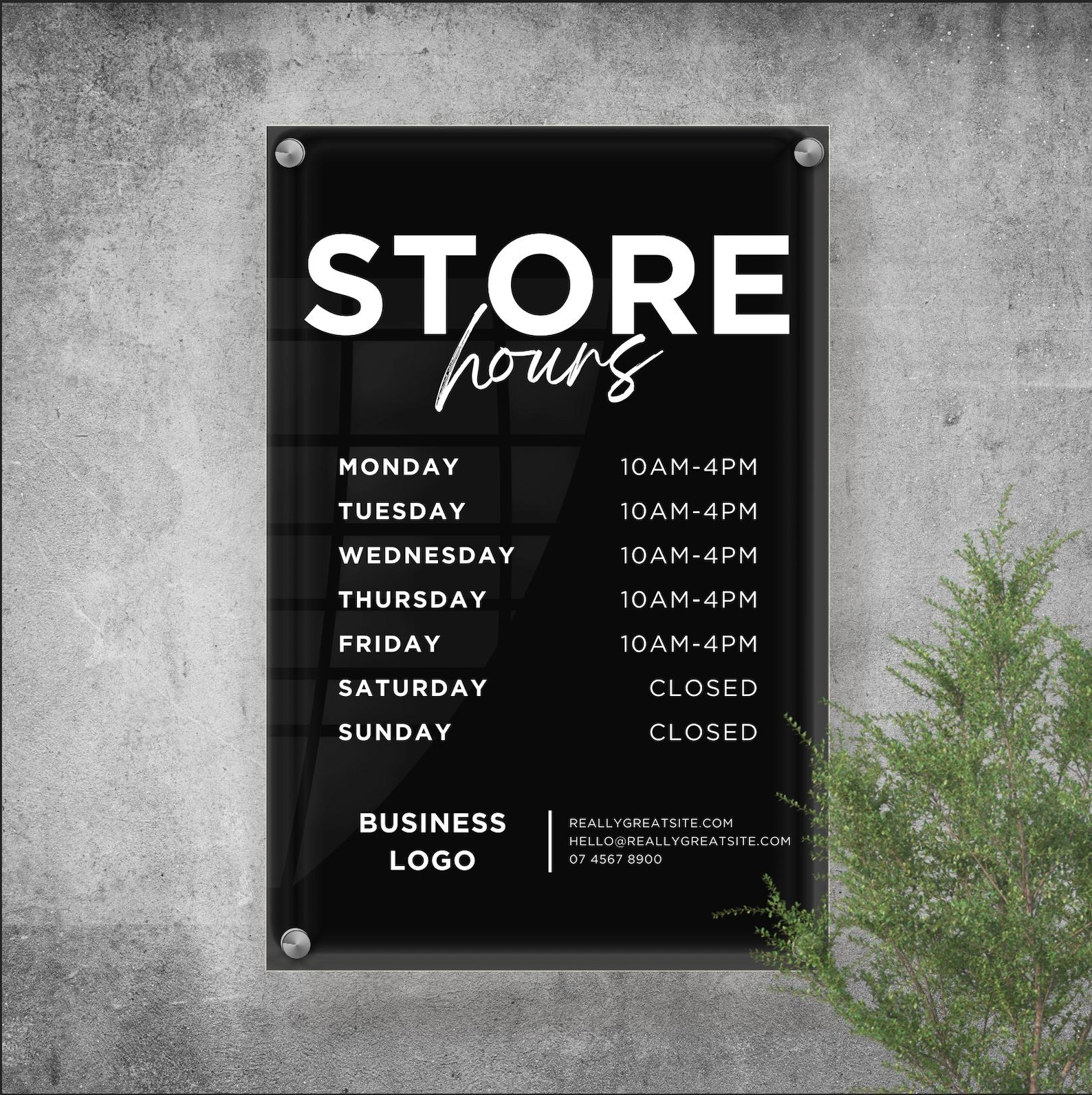 Custom Printed Acrylic Business Hours Sign, Personalised Shop Opening ...