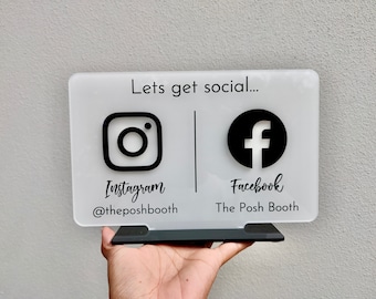 Social Media Business Sign | Marketing Sign for Small Business | Salon, Beauty and Hairdressers Reception Sign