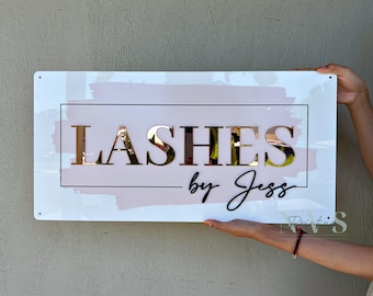 3d Rectangle Business Logo Sign | Custom Logo Sign | Custom Acrylic Business Sign | Salon Decor | Salon Sign | Office Storefront | Wall Sign