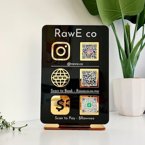 Custom Business QR Code Sign: Social Media & Payment, Personalized Logo, Acrylic