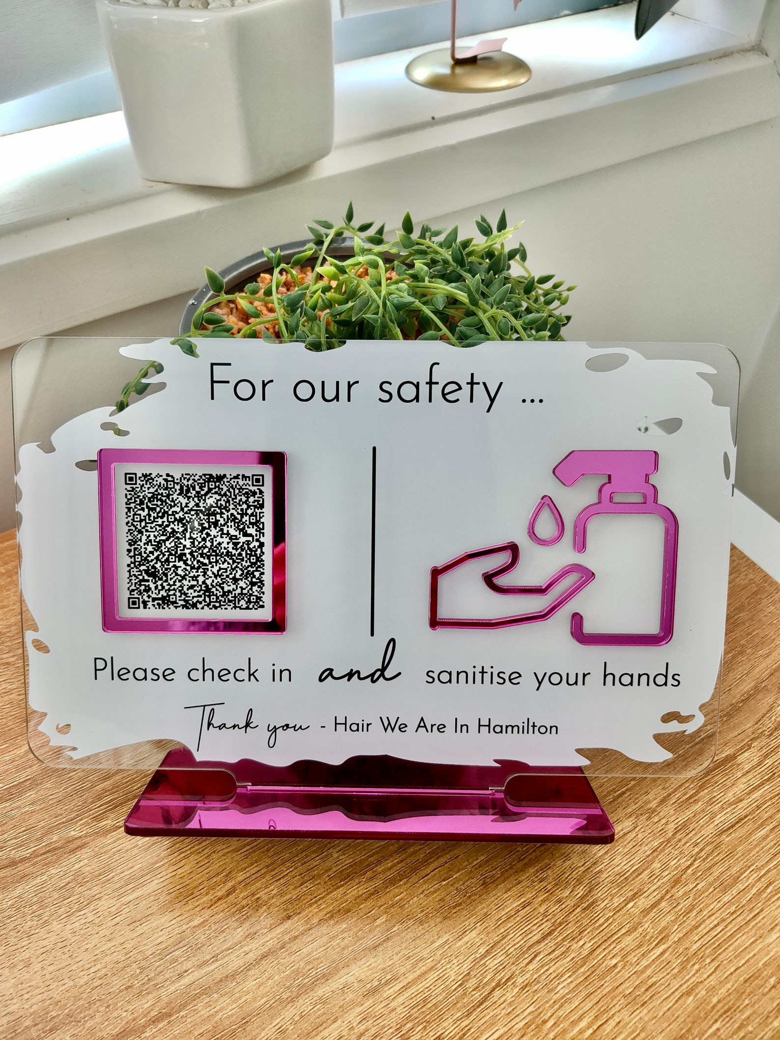 QR Code Sign Covid 19 Sign Acrylic Business Sign Hand Etsy