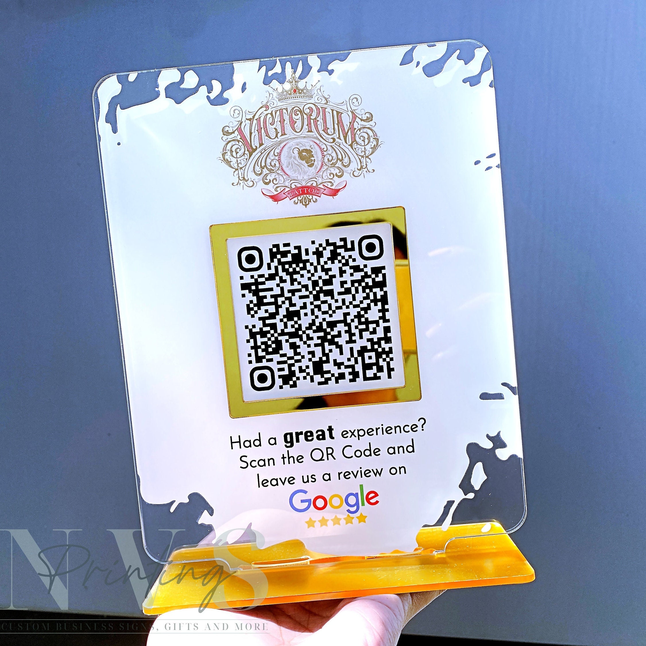 Review us on Google hotel door hanger with Google review QR code