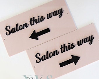 Salon Sign, Door Sign, Direction Sign, Custom Acrylic Sign