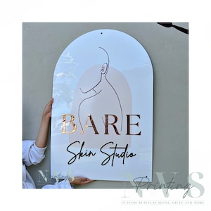 Business Logo Sign Arch, 3D Door Wall Sign, Custom Logo Acrylic Business Signage, Office Storefront, Wall Hanging Business Office