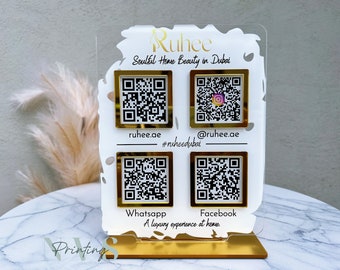 Custom Acrylic QR Code Business Sign: Salon Social Media Display