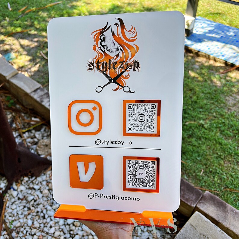 QR Code Instagram Business Social Media Sign. Salon Beauty Hairdressers Beautician Sign. Marketing Advertising Acrylic Plaque.
