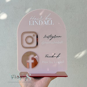 Custom Acrylic Social Media Business Sign: Salon & Beauty Decor