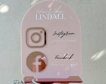 Custom Acrylic Social Media Business Sign: Salon & Beauty Decor