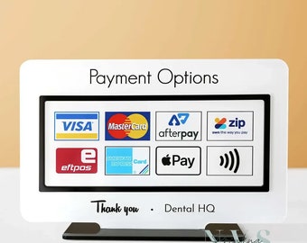 Business Payment Option Sign, Credit Card Payment Sign, EFTPOS Visa MasterCard AMEX sign plaque, Small Business, Pop Up Shop