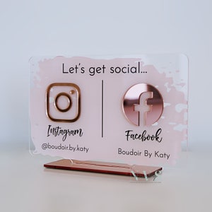 Social Media Business Sign | Marketing Sign for Small Business | Salon, Beauty and Hairdressers Reception Sign