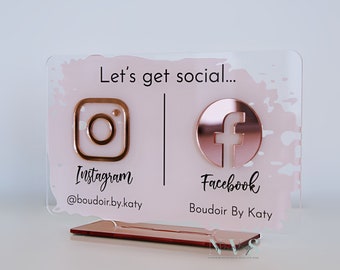 Business Social Media Sign | Salon Sign | Beauty Sign | Hairdressers Beautician Sign Marketing Sign