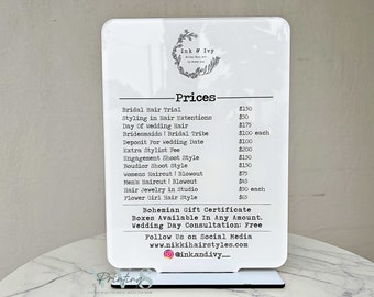 Custom Salon Price List Sign: Business Event Signage