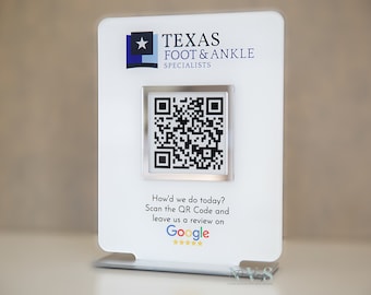 Business Review NFC/QR Code Google Review Sign, Review Sign, Social Media QR code Display Plaque