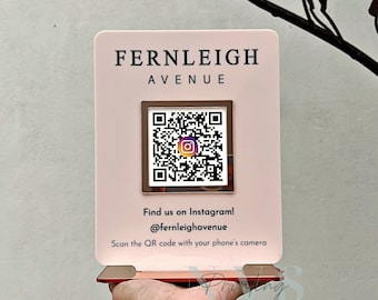 Custom Acrylic QR Code Business Sign: Social Media Review Display