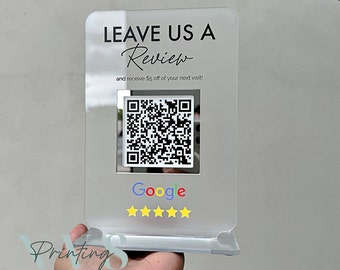 Mini QR-Code Display NFC-Zeichen, Bewertungsschild, QR-Code-Business-Zeichen, Google Bewertung Plakette, Small Business Marketing-Zeichen, gefrostetes Acryl