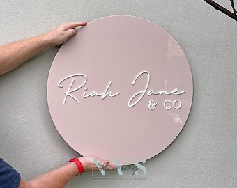 Custom Acrylic Business Logo Sign | 3D Round Wall Decor