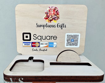 Custom Wood Square Reader Stand: Payment Business Sign