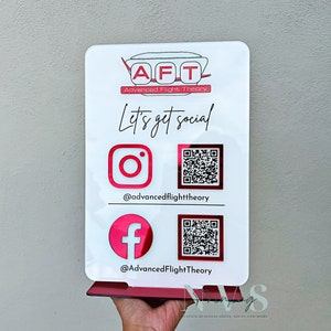 Double Icon QR Code Instagram Business Social Media Sign | Salon Sign | Beauty Sign | Hairdressers Beautician Sign Marketing Sign