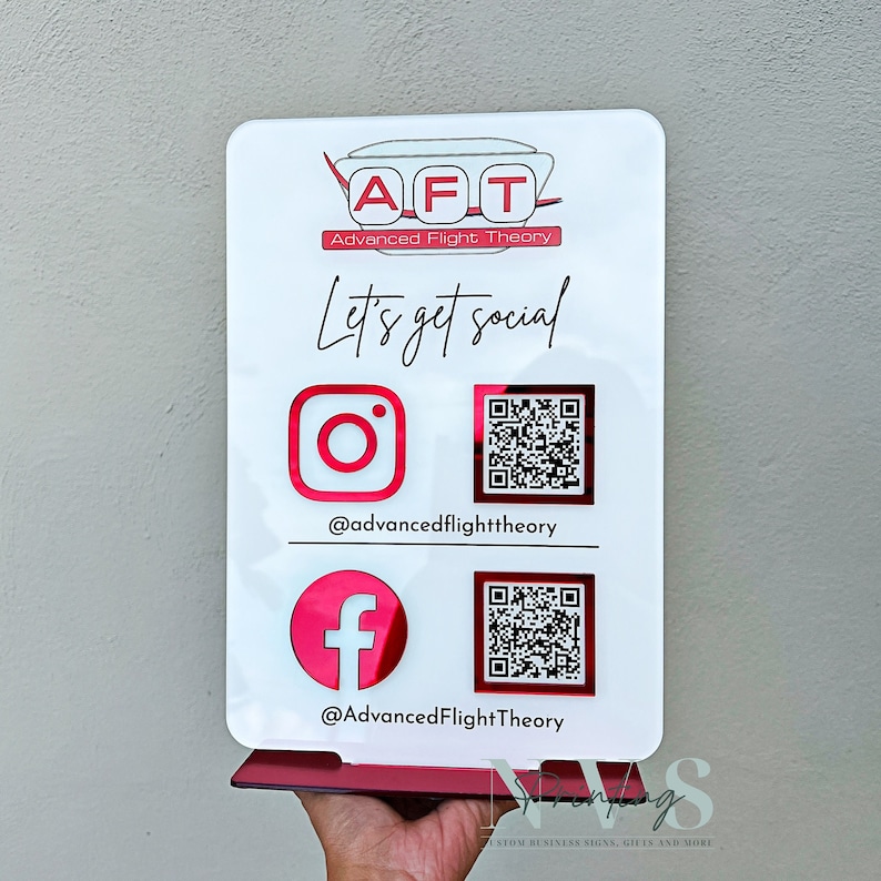 QR Code Instagram Business Social Media Sign. Salon Beauty Hairdressers Beautician Sign. Marketing Advertising Acrylic Plaque.