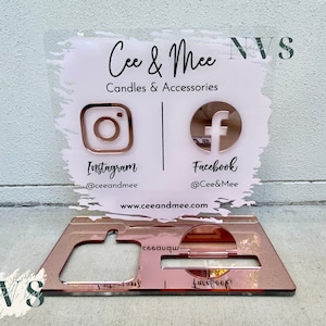 Square Reader Dock + Visitenkartenhalter | Social Media Zeichen | Marktaufsteller | Visitenkartenhalter mit Social Media | Werbeständer