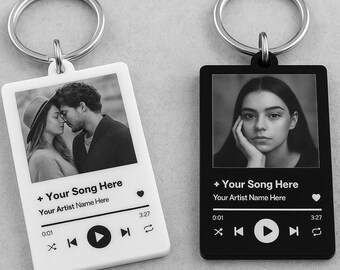 Portachiavi musicale con foto personalizzata: visualizzazione personalizzata della canzone con messaggio opzionale