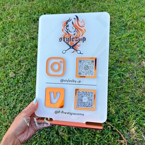 QR Code Instagram Business Social Media Sign. Salon Beauty Hairdressers Beautician Sign. Marketing Advertising Acrylic Plaque.