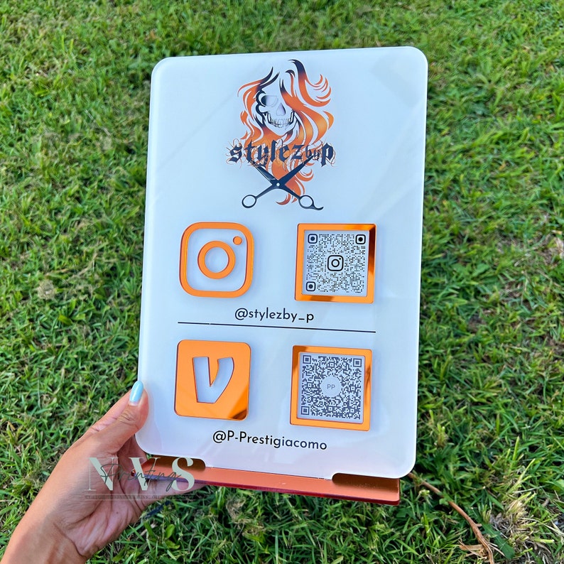 QR Code Instagram Business Social Media Sign. Salon Beauty Hairdressers Beautician Sign. Marketing Advertising Acrylic Plaque.