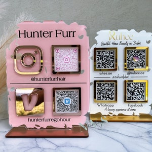 Custom QR Code Business Sign: Social Media & Payment Acrylic Display